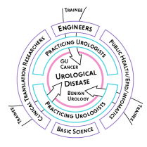 Infographic showing the life cycle of urological disease