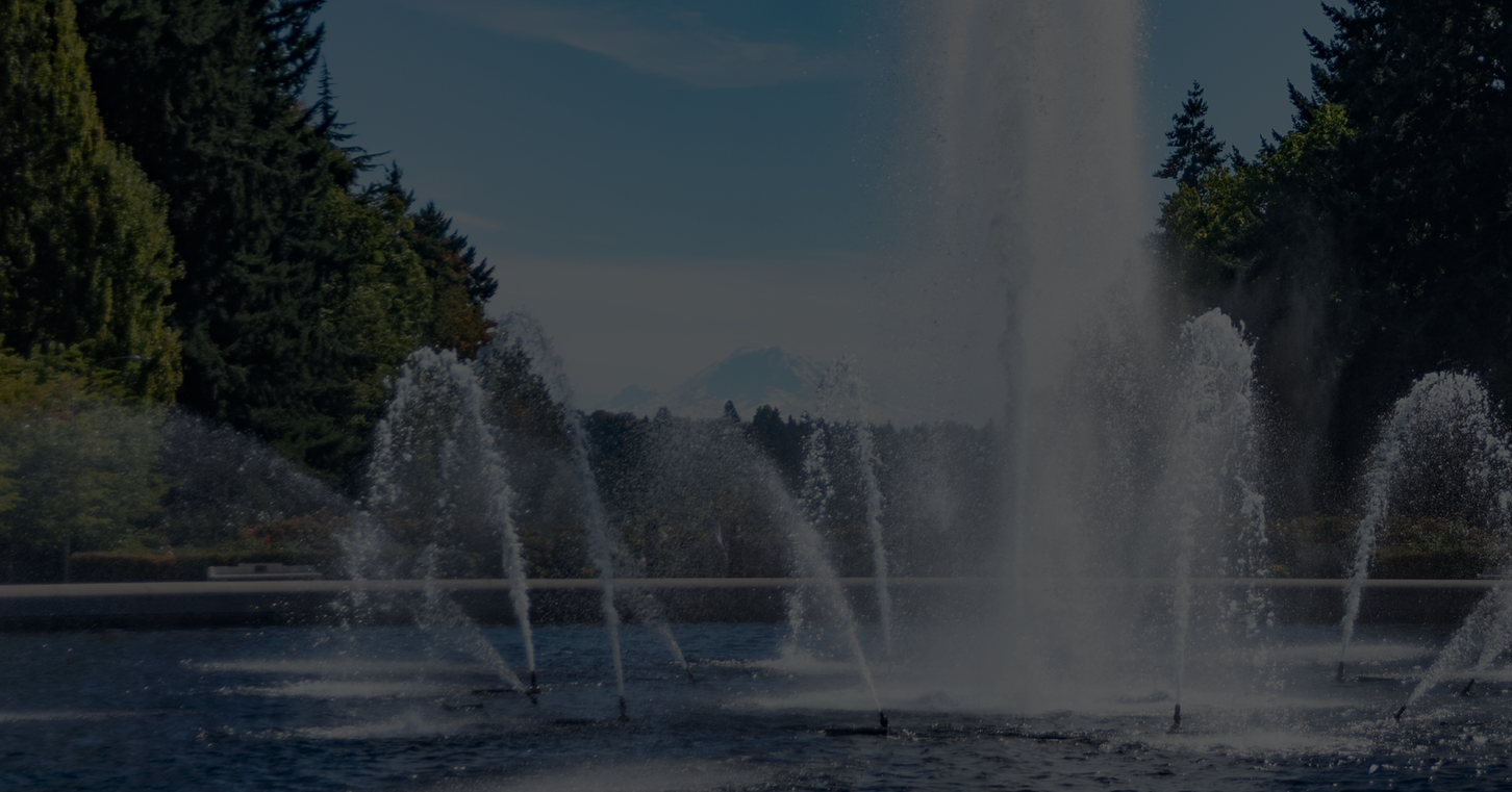 Drumheller fountain with Mt. Rainier in the background