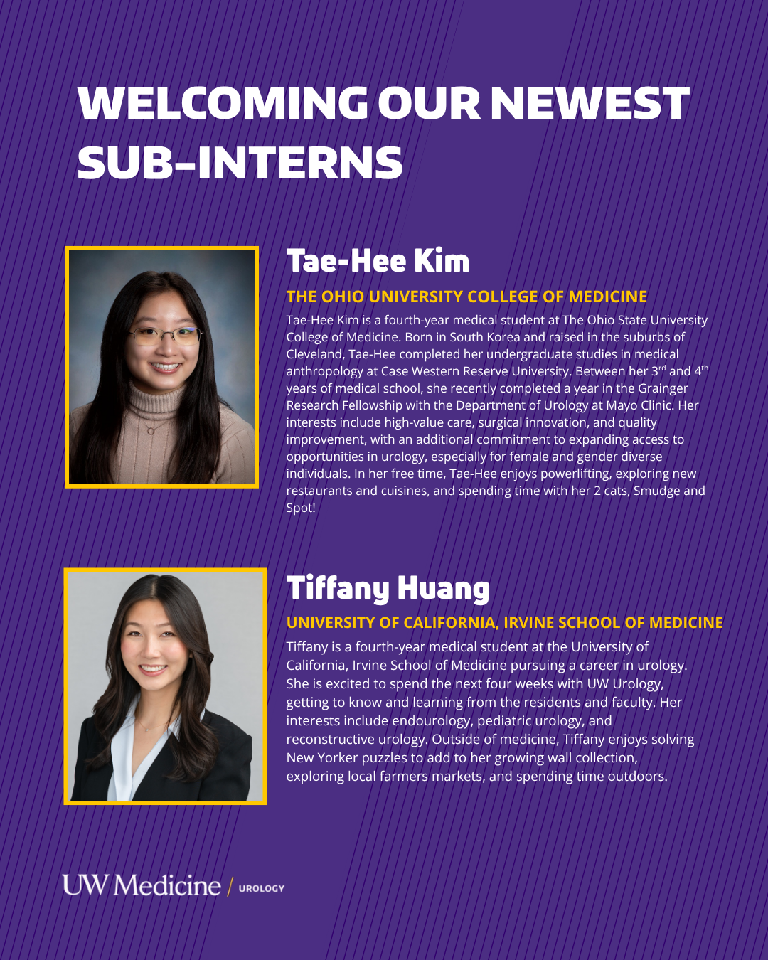 New Sub Interns: Tae-hee Kim, Tiffany Huang