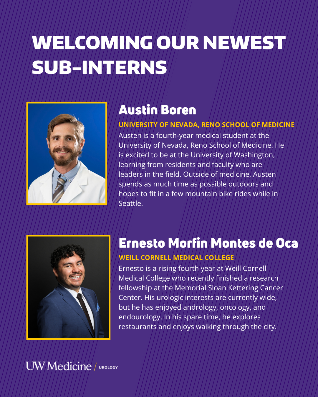Welcoming Newest Sub Interns: Austen Boren, Ernesto Morfin Montes de Oca